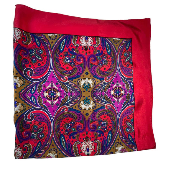 Christian Dior Vintage Paisley Pattern Scarf Multicolor Luxury 100% Silk - Picture 7 of 16